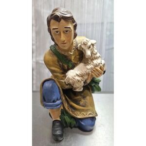 Vintage Josephs Studio Classic Shepherd With Lamb Handpainted Resin 6.75"